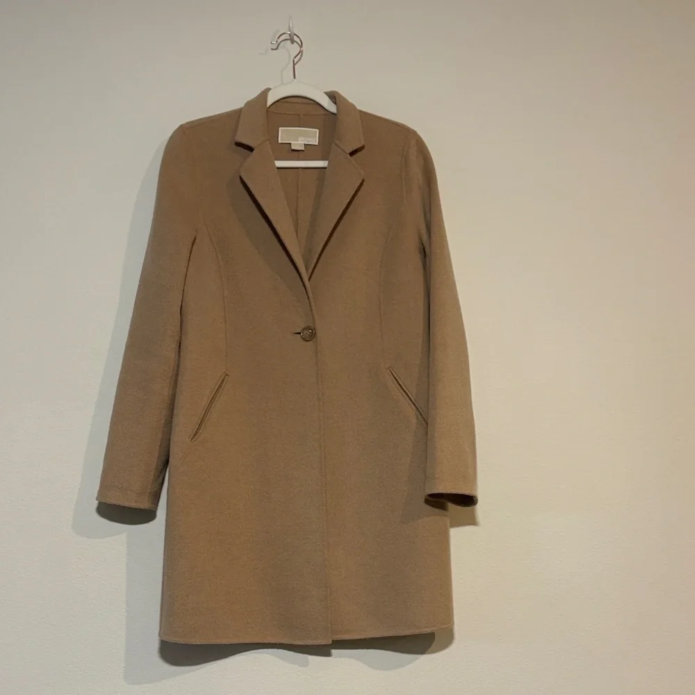 Michael Kors wool blend notch-lapel coat camel-colored